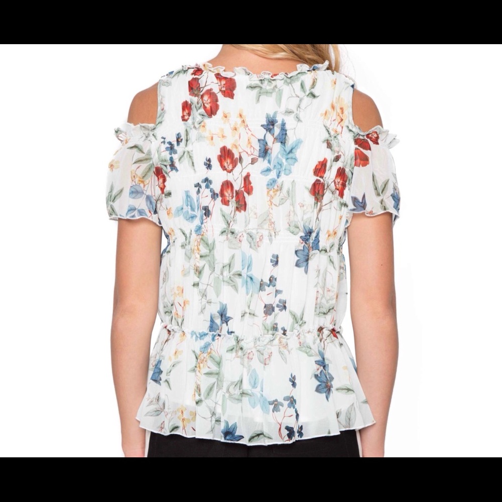 Willow & Clay Cold Shoulder Top Blouse Floral Sz M - Picture 2 of 8